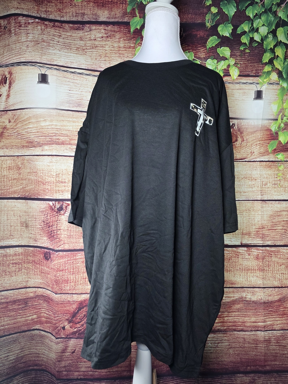NWOT Men's Black Short-Sleeve Tee with Cross Accent